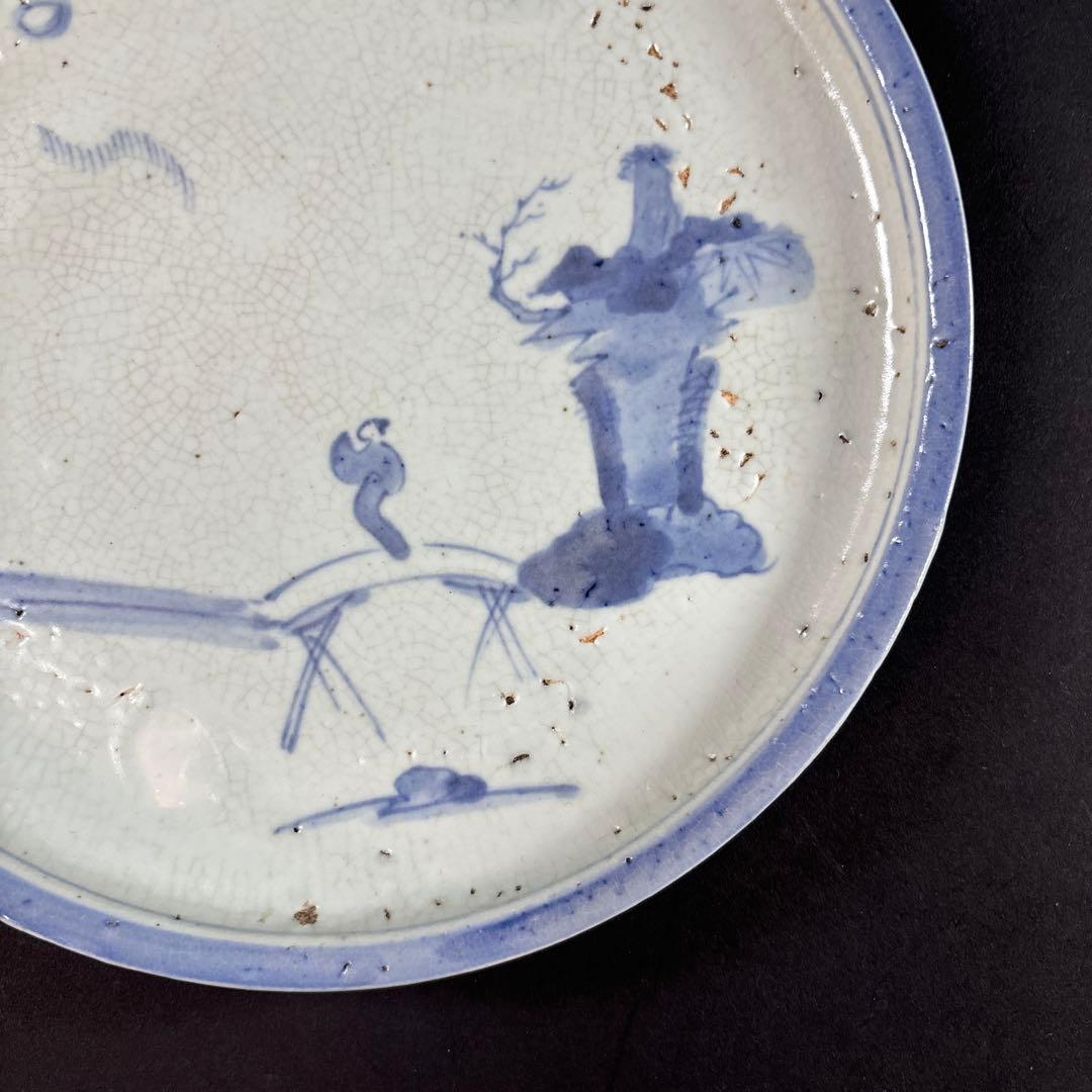 46 タナカ様　値下げ　伊万里　人物　山水　染付　皿　飾り皿