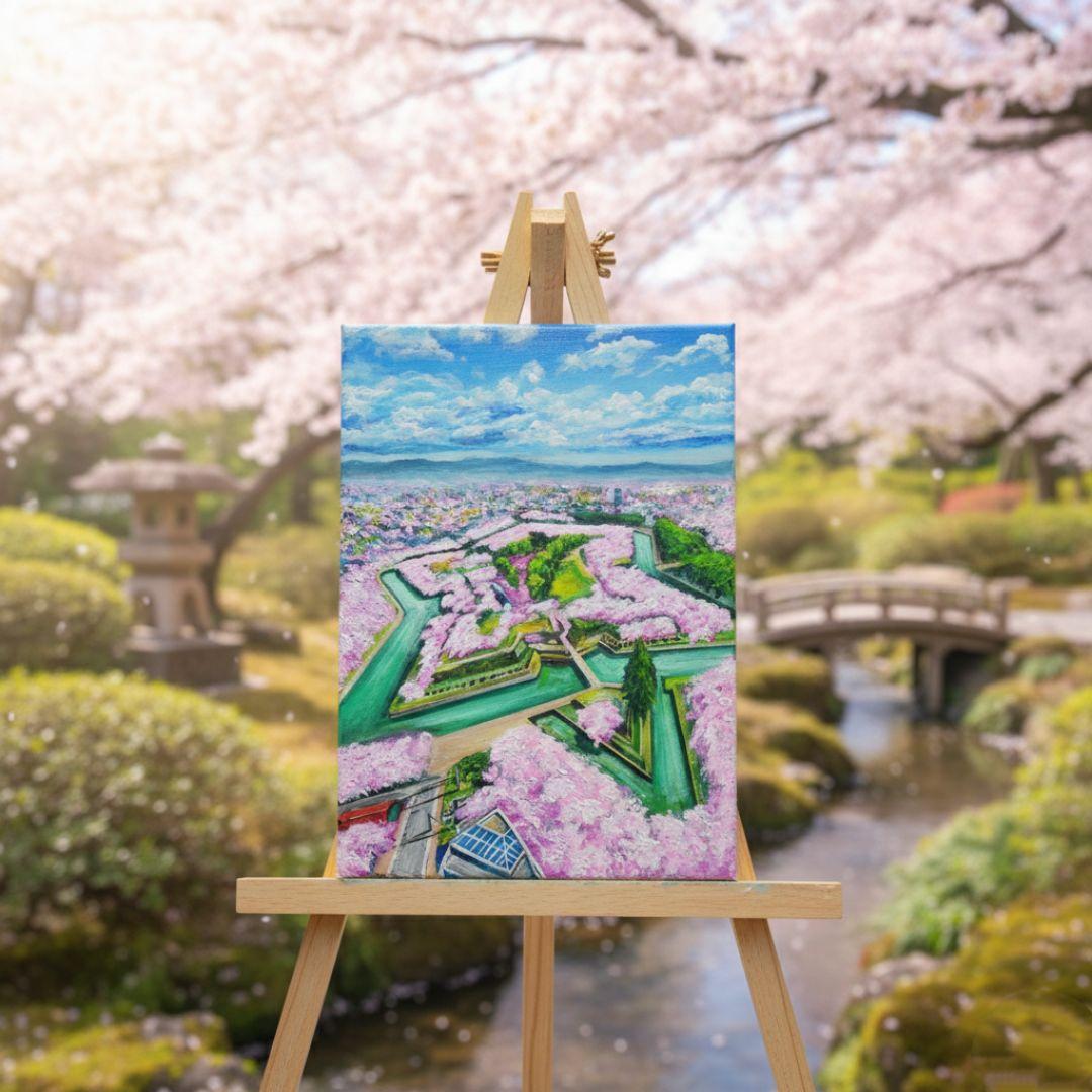 油絵 油彩 油彩画 絵 絵画【五稜郭の春】