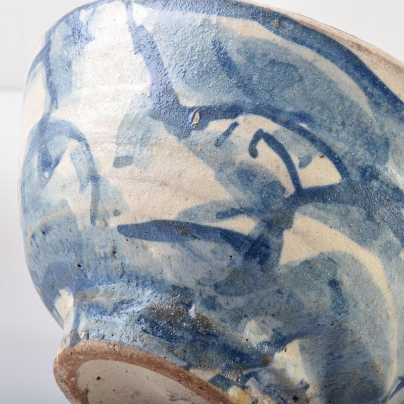 染付　花草山水人物文碗　茶碗　時代箱付　V　7193