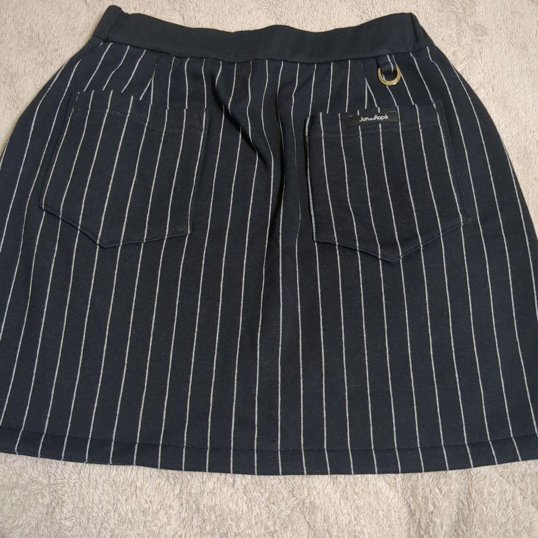 ジュンアンドロペ　 ストライプスカート ネイビー