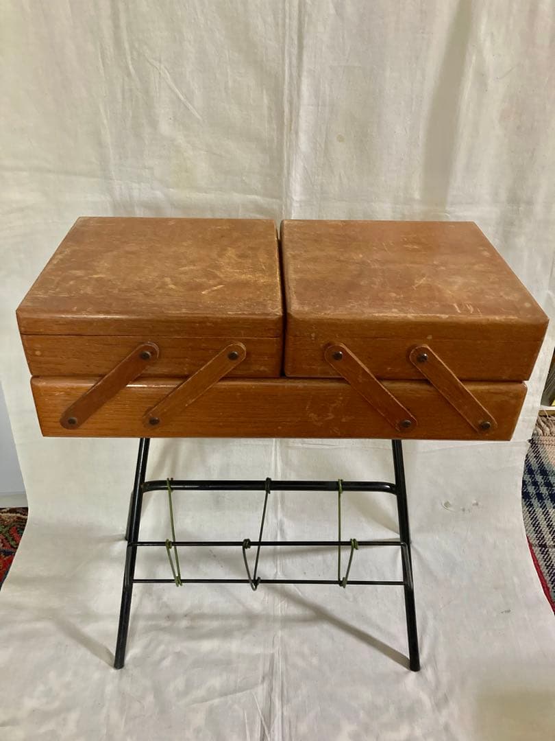 ビンテージ木製ケ-ス&本スタンド(開閉蓋式)