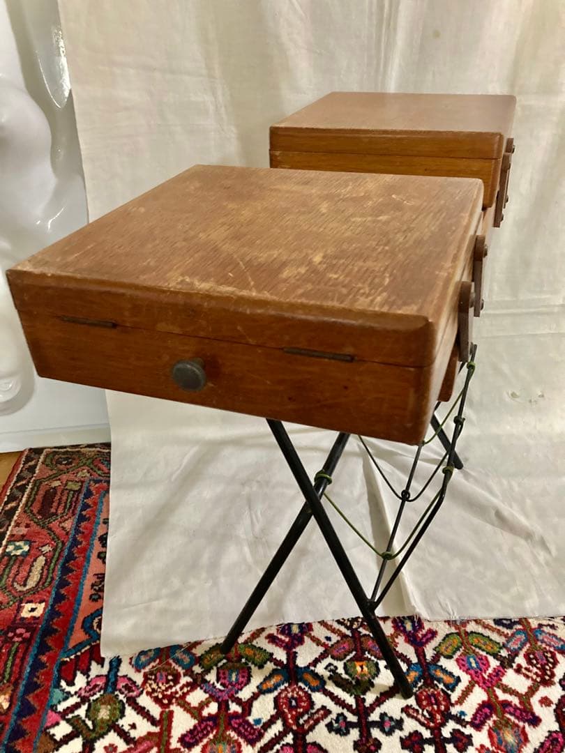 ビンテージ木製ケ-ス&本スタンド(開閉蓋式)