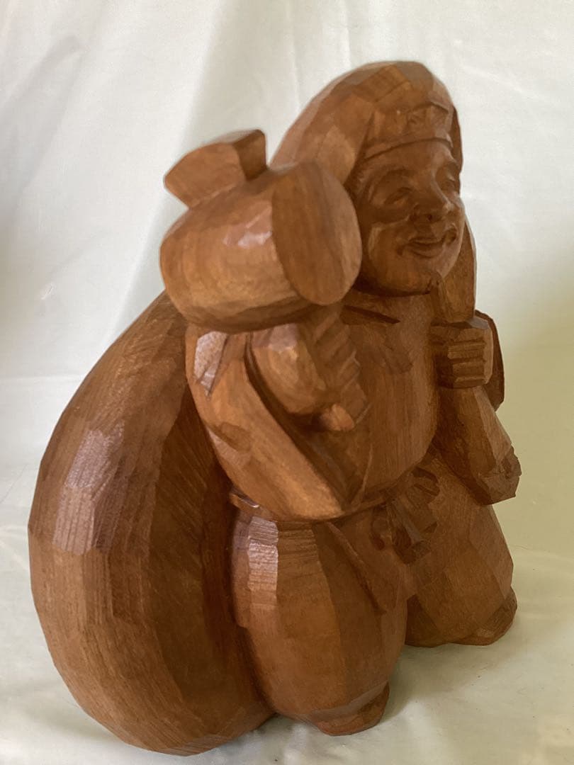 讃岐一刀彫　彫刻家　近藤宏・作　大黒天　縁起物　商売繁盛　木箱付　木製 福の神