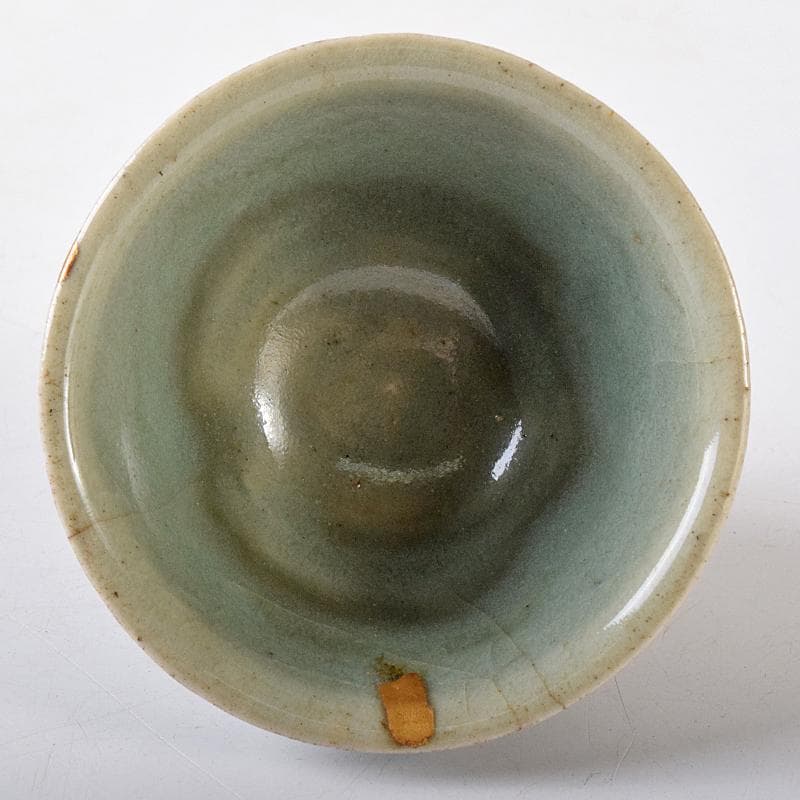 中国　青磁　花文　盃　時代箱付　M　R8208