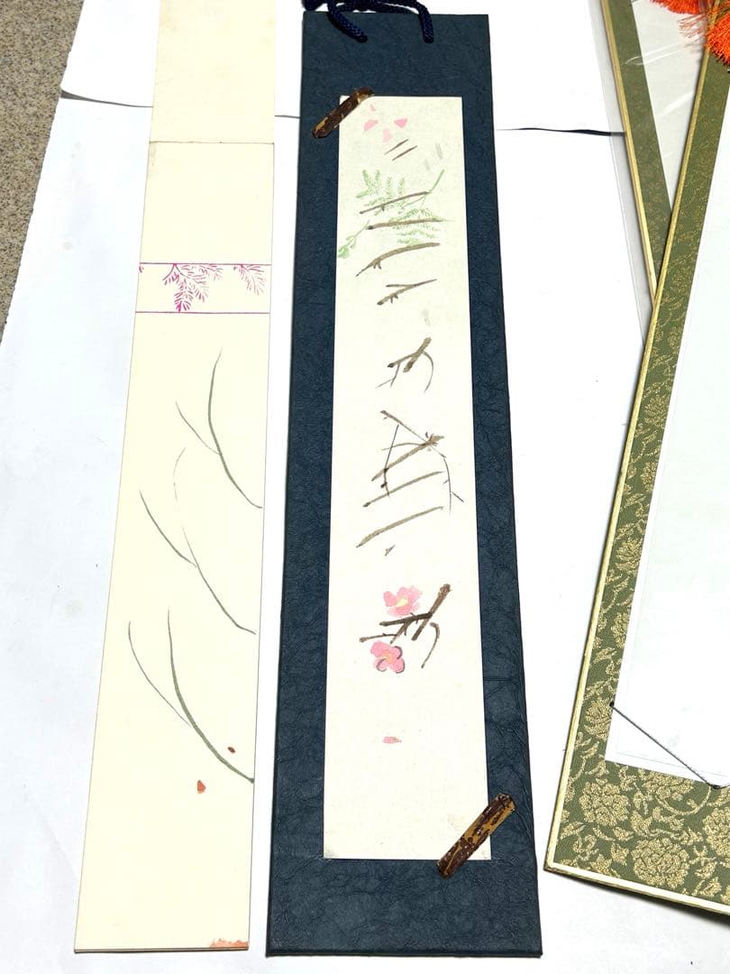 新品！和紙製短冊 大14枚、中サイズ6枚　絵付短冊冊子5枚　金色装飾　纏め売り