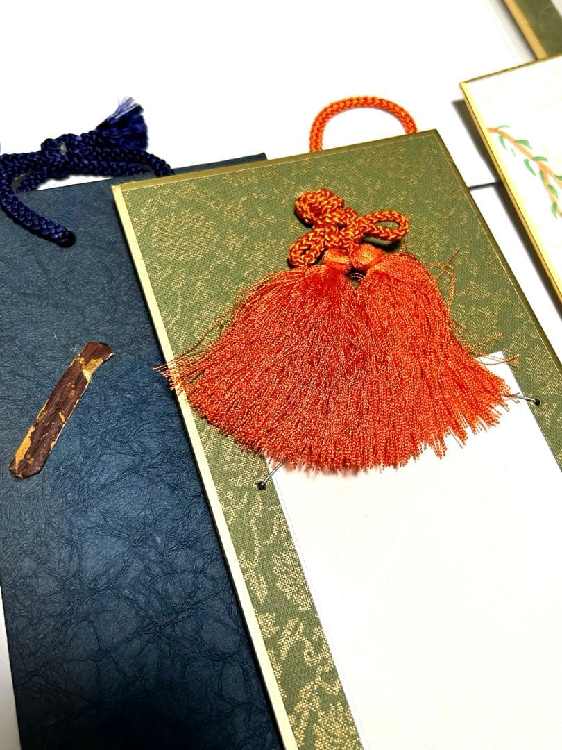 新品！和紙製短冊 大14枚、中サイズ6枚　絵付短冊冊子5枚　金色装飾　纏め売り