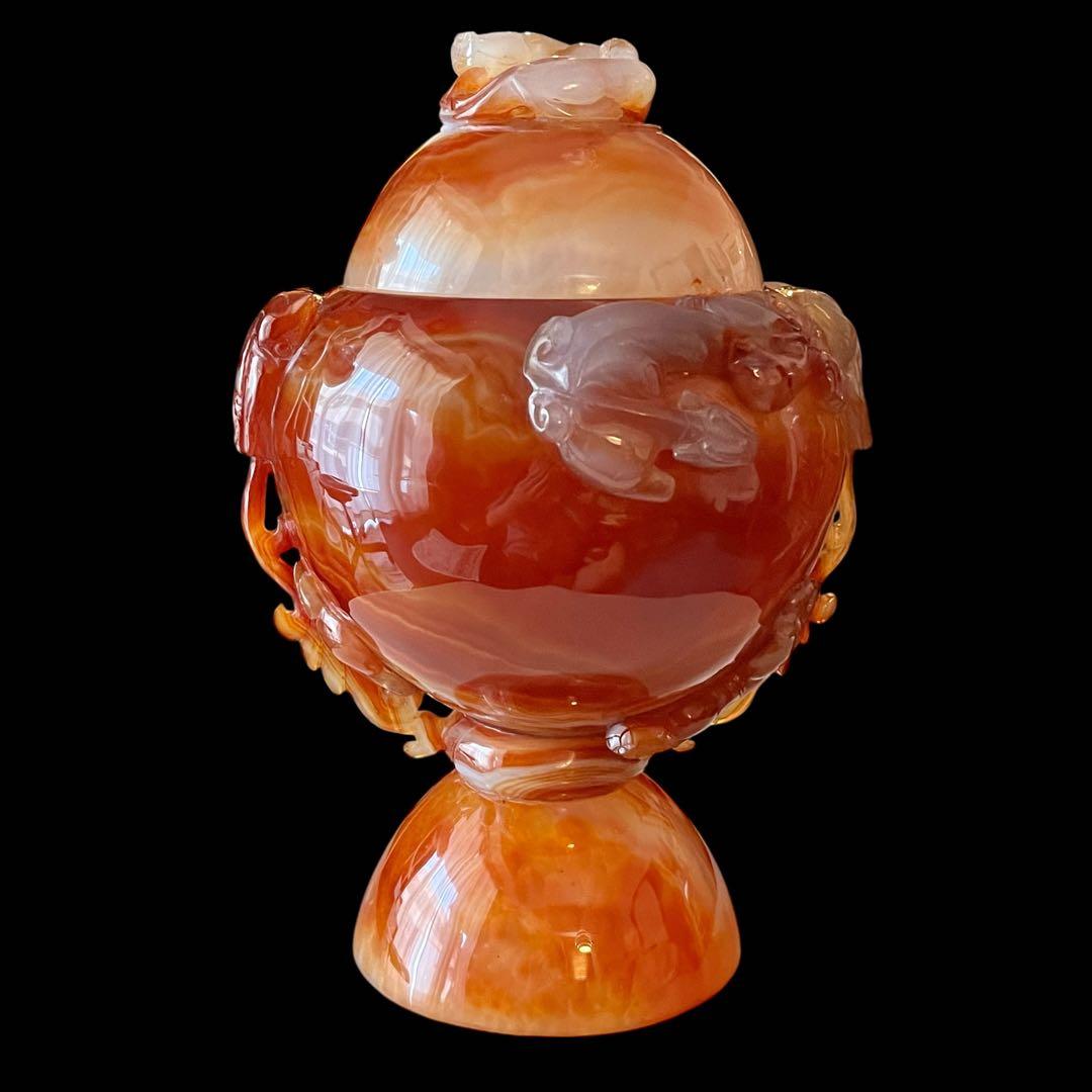 瑪瑙　メノウ瓶 天然瑪瑙　厄除け置物　中国伝統工芸 大型