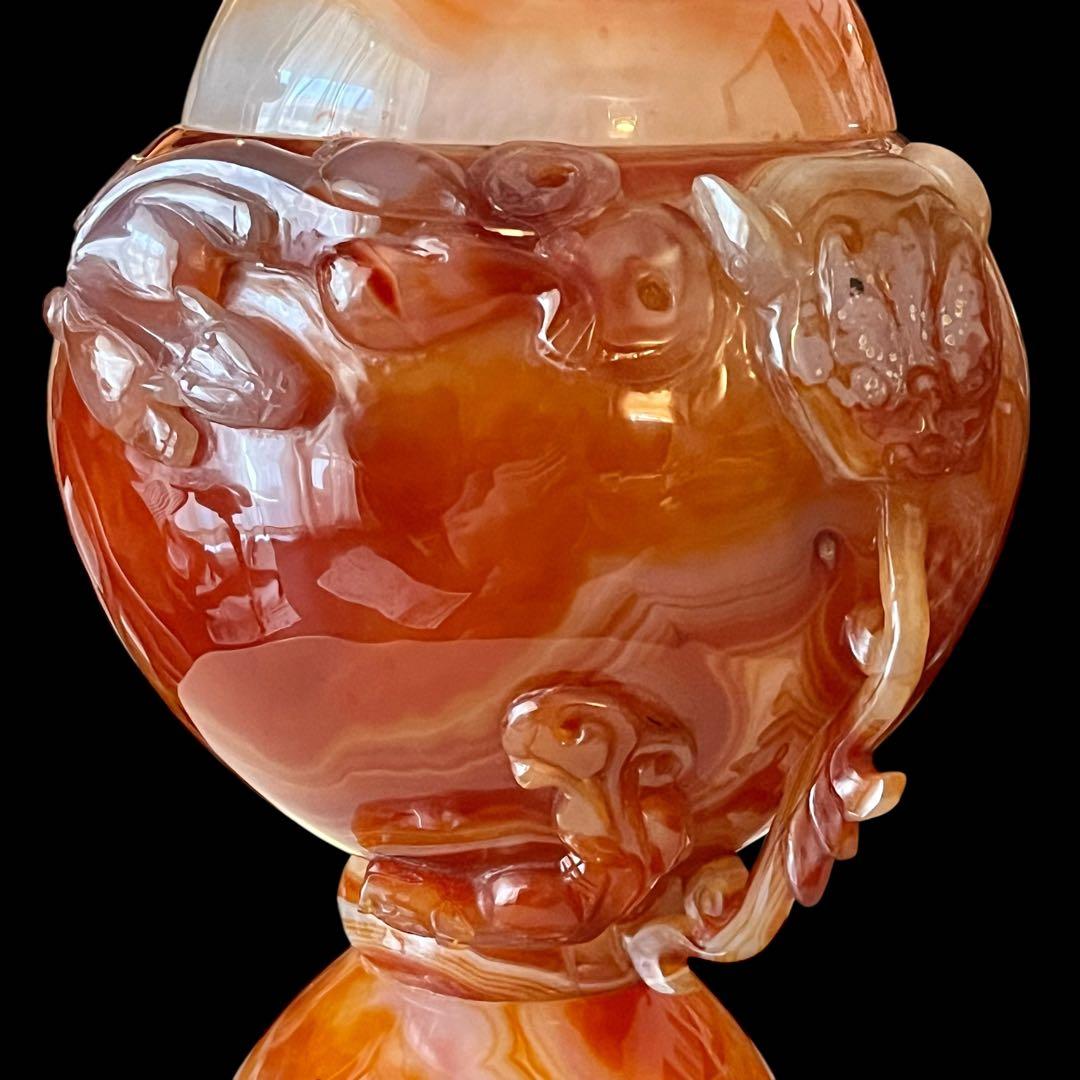 瑪瑙　メノウ瓶 天然瑪瑙　厄除け置物　中国伝統工芸 大型