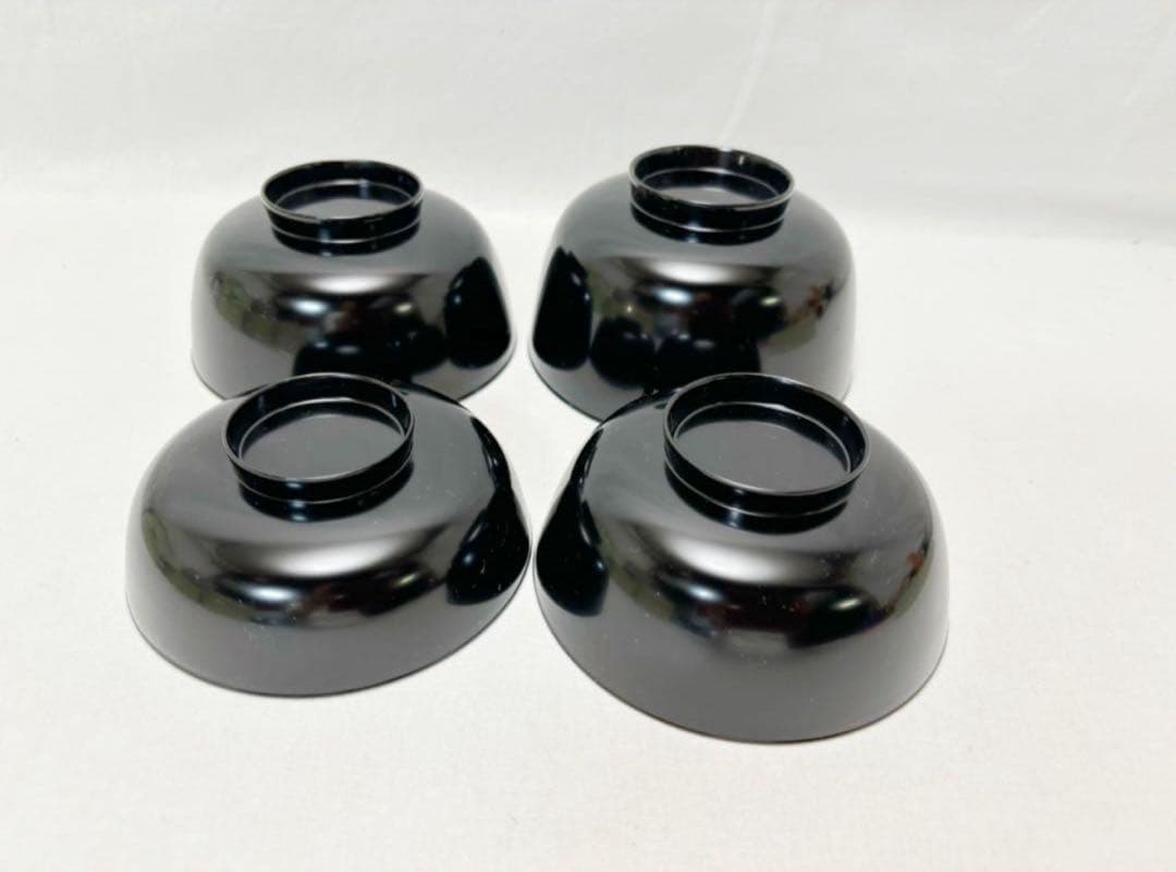 未使用 懐石道具 木製 黒真塗 四つ椀 小丸椀 5客揃 元箱