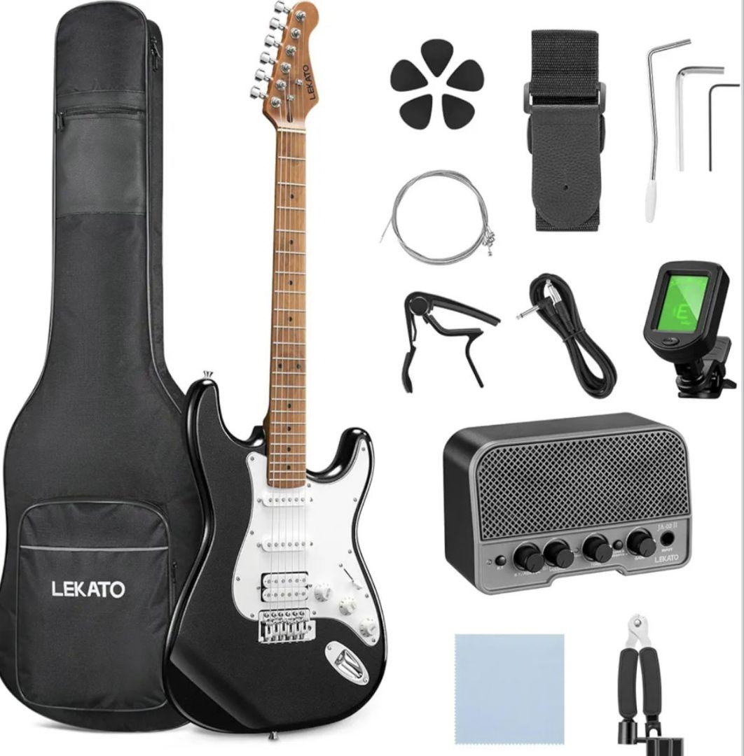 エレキギター ステンレスフレットローステッドメイプルネック アンプ付き