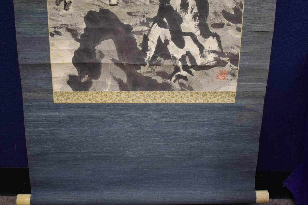 真作/泥谷文景/清月人物画賛/風景画賛/布袋屋掛軸HJ-328