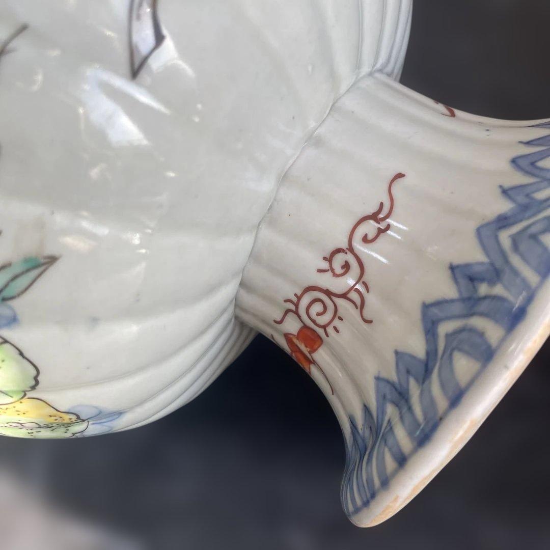 カケヒビなし古伊万里　杯洗　盃洗　色絵杯洗　陶芸　年代物