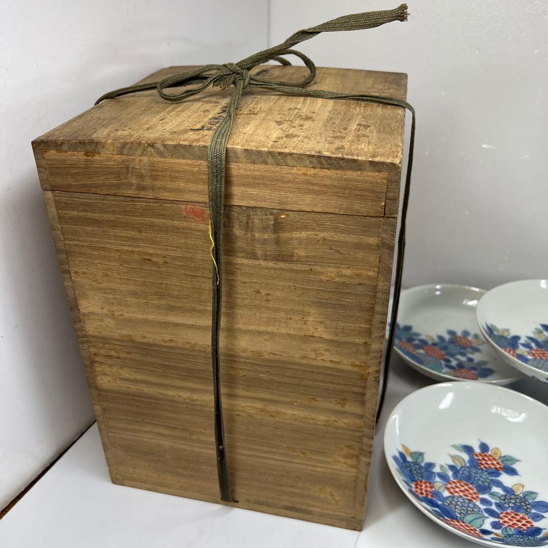 江戸後期〜明治初期　色鍋島中皿10枚　木箱付　直径約15㎝東Y7-0723⭐︎2F