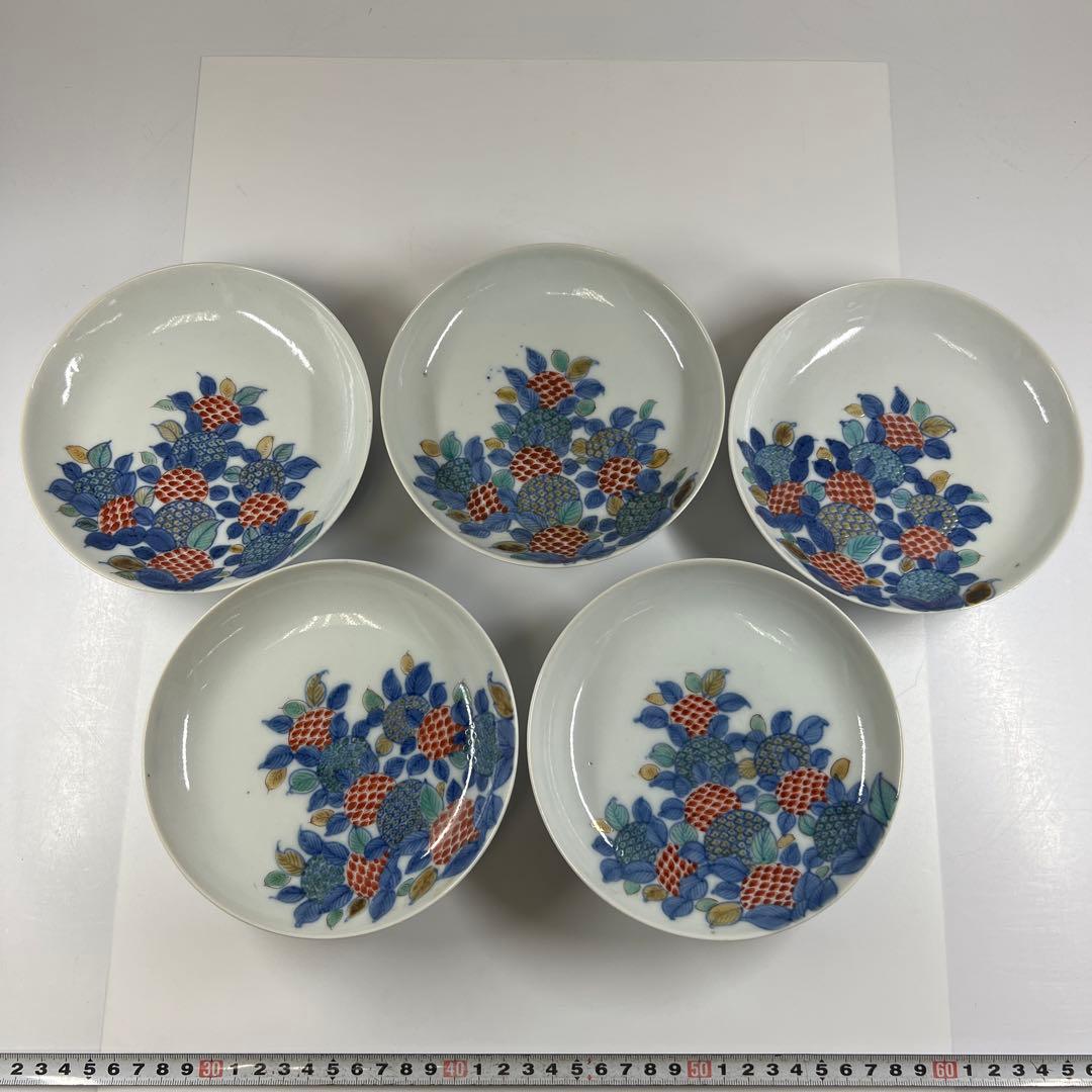 江戸後期〜明治初期　色鍋島中皿10枚　木箱付　直径約15㎝東Y7-0723⭐︎2F