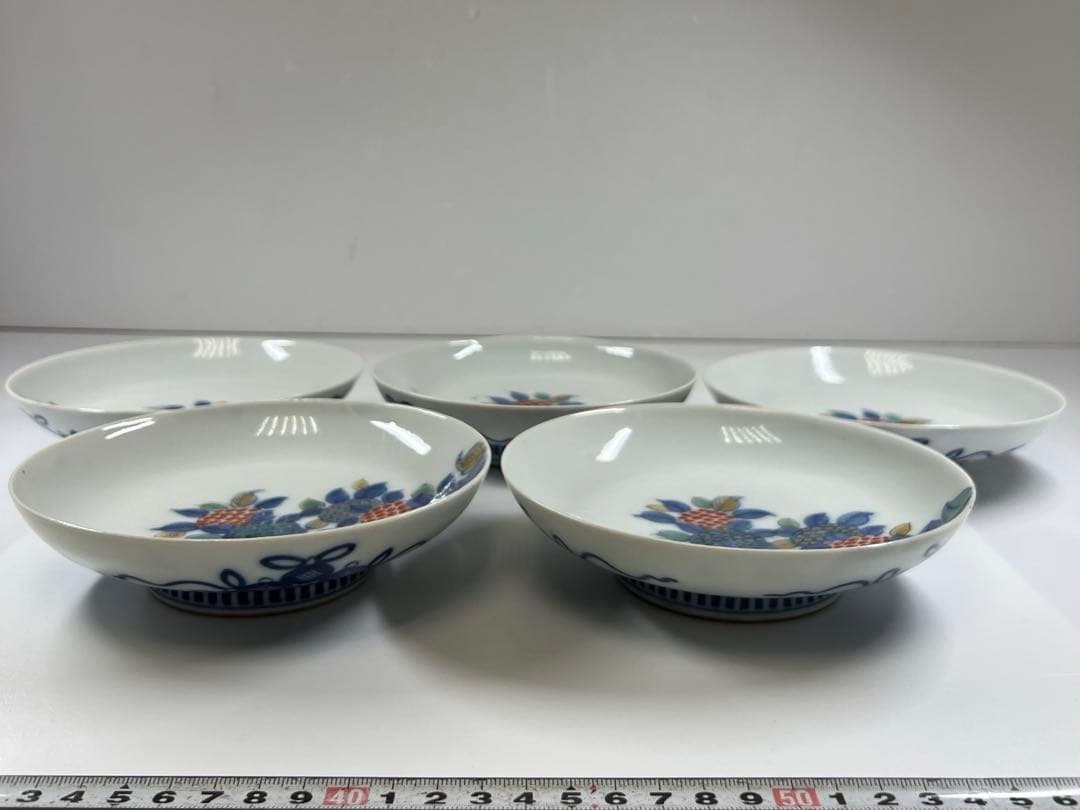 江戸後期〜明治初期　色鍋島中皿10枚　木箱付　直径約15㎝東Y7-0723⭐︎2F