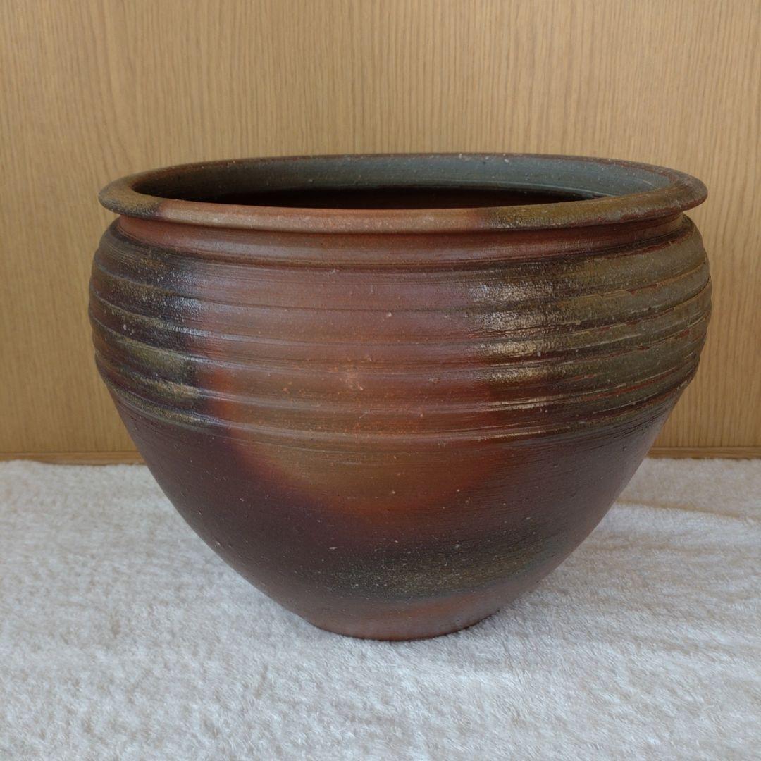 水瓶　備前焼　伊勢﨑競　無傷　無箱　割蓋付