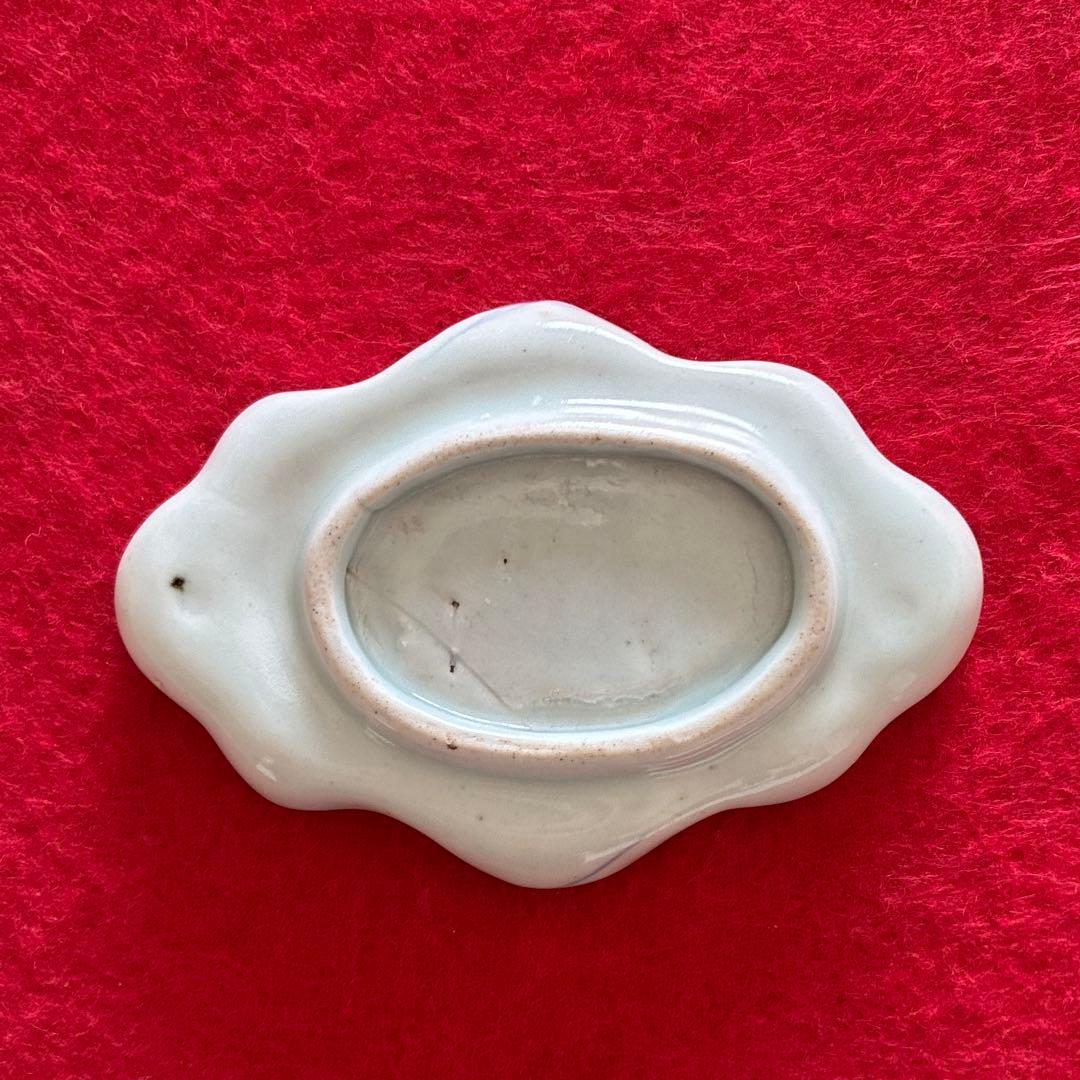 古伊万里　蒟蒻印判　菊花文　変形皿　江戸