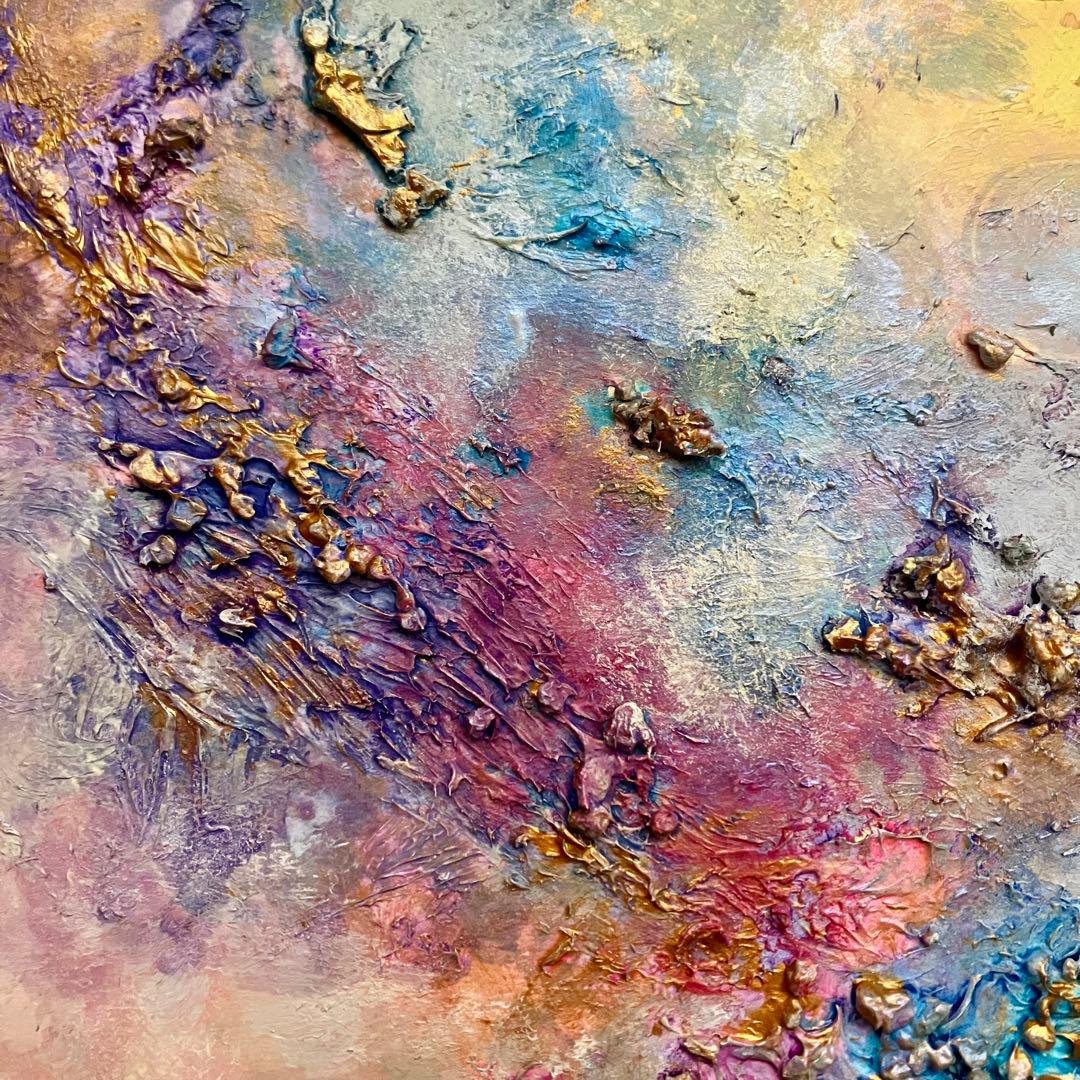 holiday＊木製パネル　絵画　原画　抽象画　テクスチャーアート　冬　モダン