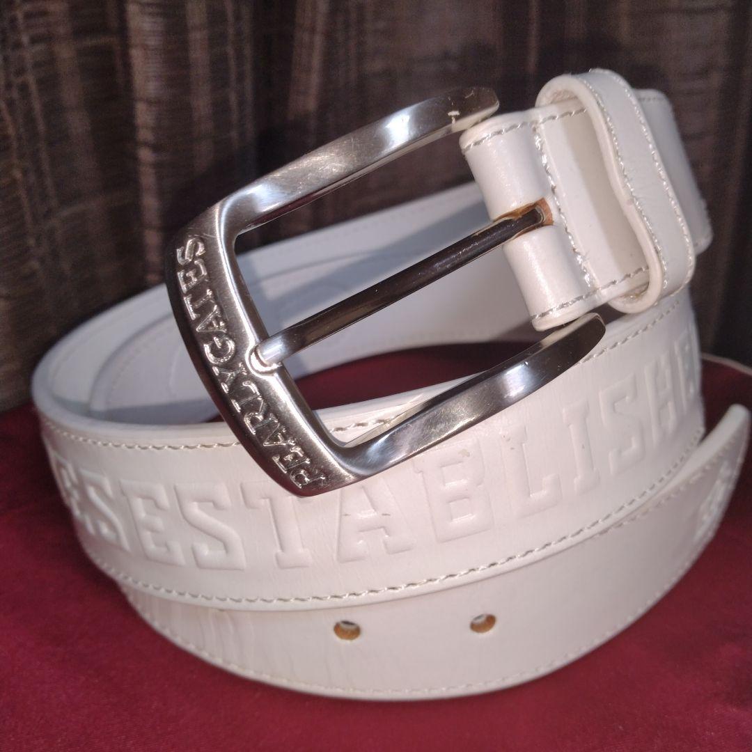 パーリーゲイツ　1989美品 ホワイトベルト　110cm 34mm ピンバックル