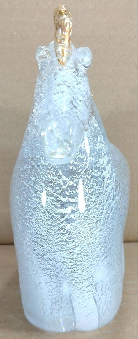 和光 WAKO 干支ガラス置物(馬,午）共箱 美品 金銀彩 クリスタルガラス 栞