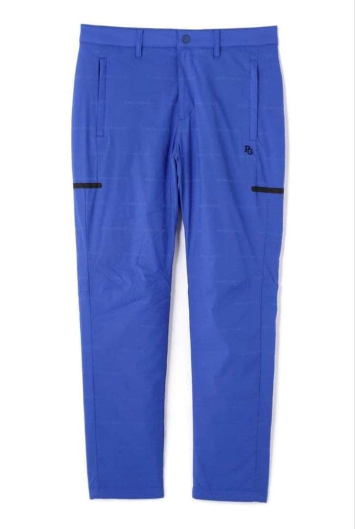 新品 パーリーゲイツ ナイロンストレッチロゴジャガード パンツ(4)サイズM/青