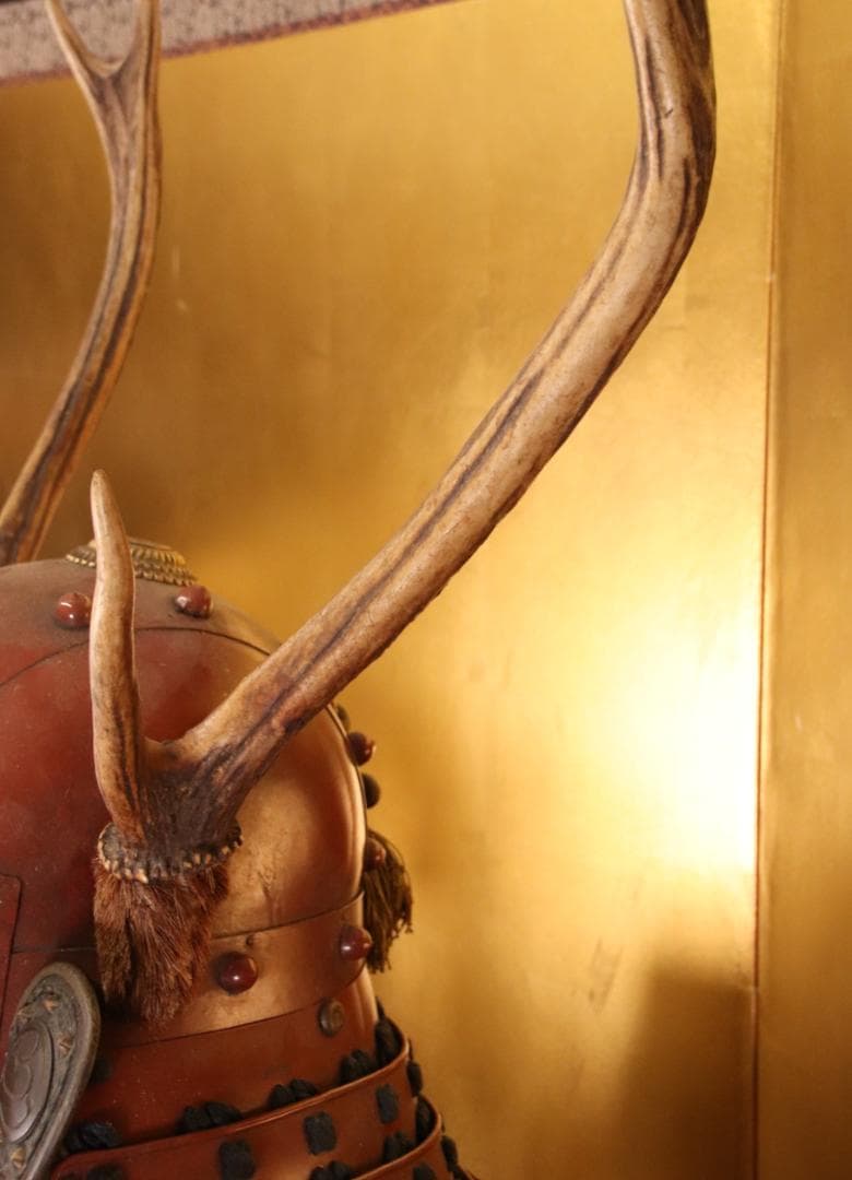 BY03　甲冑　丸に渡辺星紋　鹿角脇立　三日月前立　鎧櫃付　等身大　兜　武具