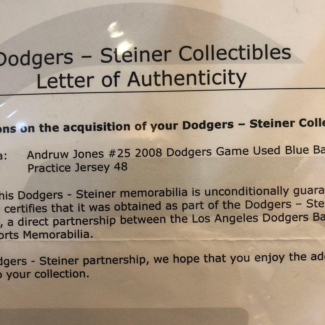 MLB ドジャース　アンドリュー・ジョーンズ 実使用 ジャージ