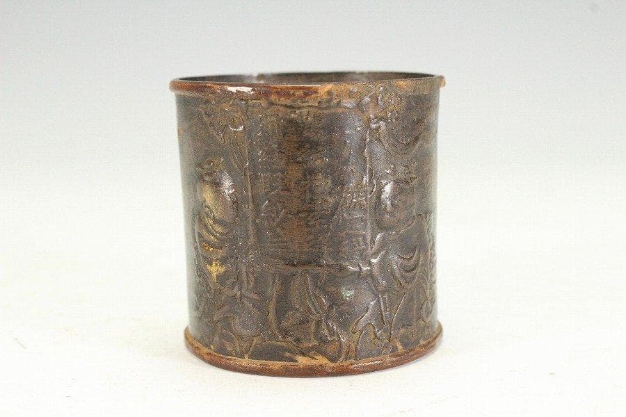 中国美術 古銅 鍍金 唐子 蓋置 旧家蔵出