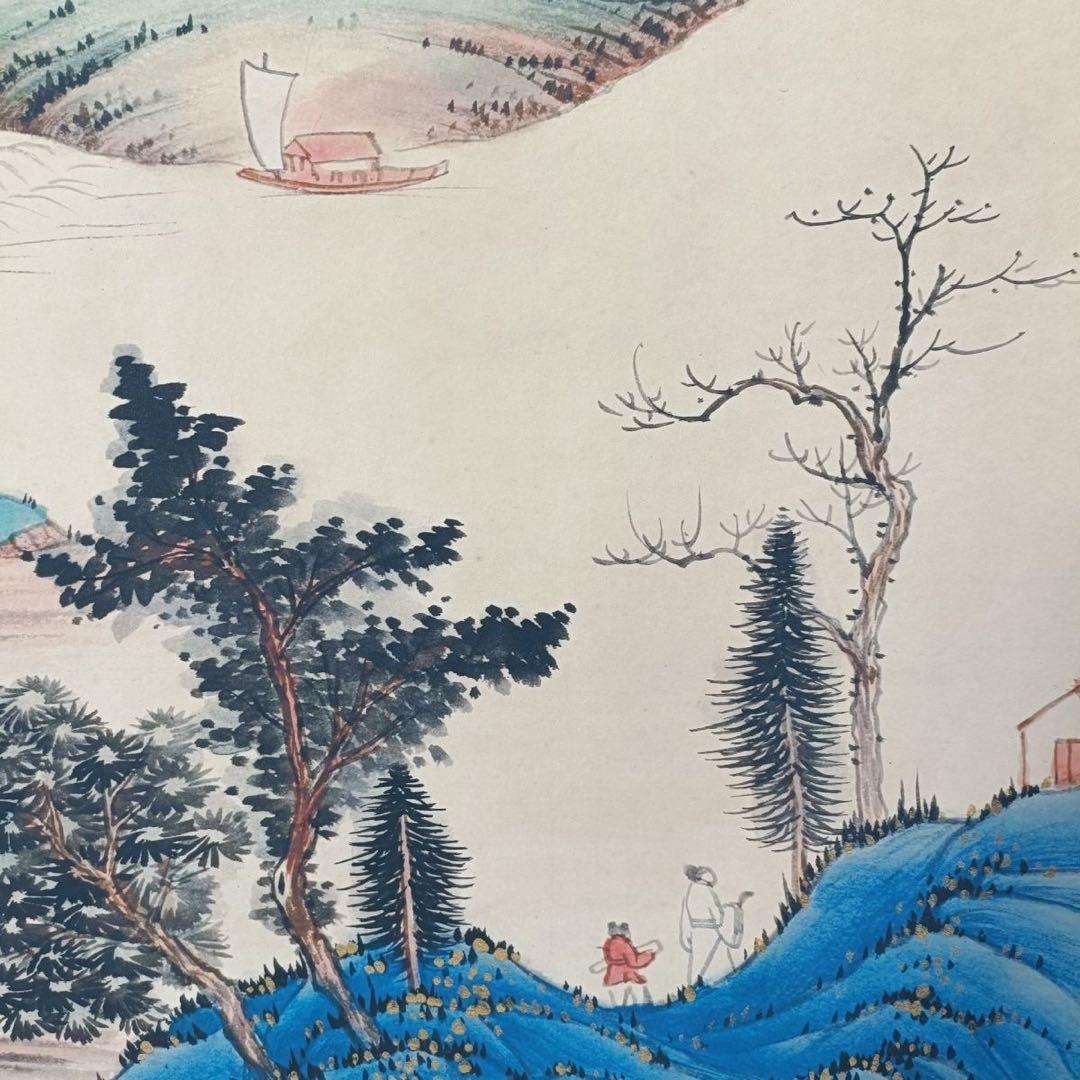張大千 山水画 掛け軸 雲山万里図 中国画 表装済 サイズ：70×173cm