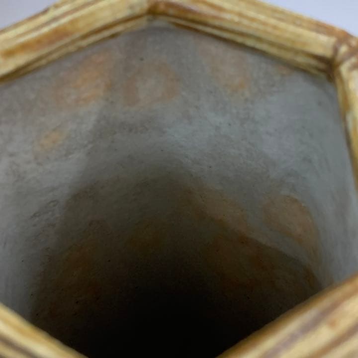 【花入12】黄瀬戸　六角槌形　高さ31㎝