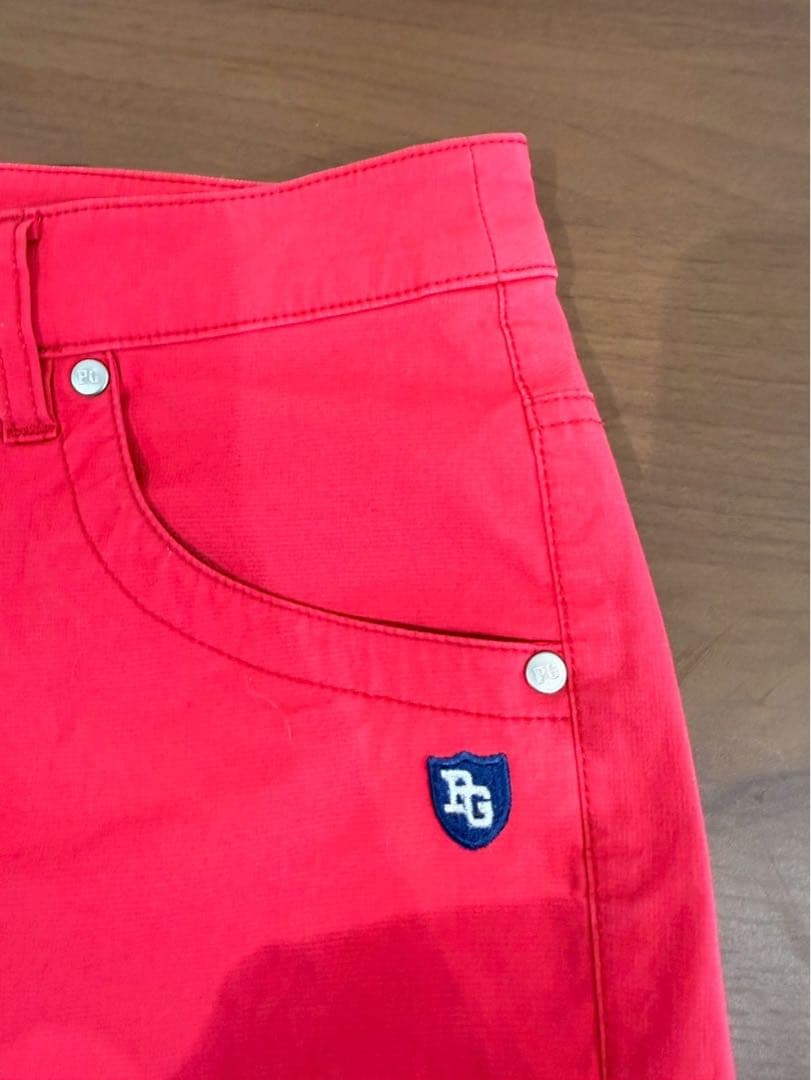 パーリーゲイツ ゴルフ ハーフパンツ 赤 サイズ1 刺繍