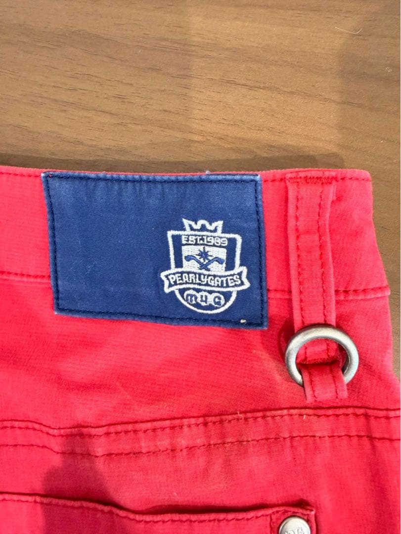 パーリーゲイツ ゴルフ ハーフパンツ 赤 サイズ1 刺繍