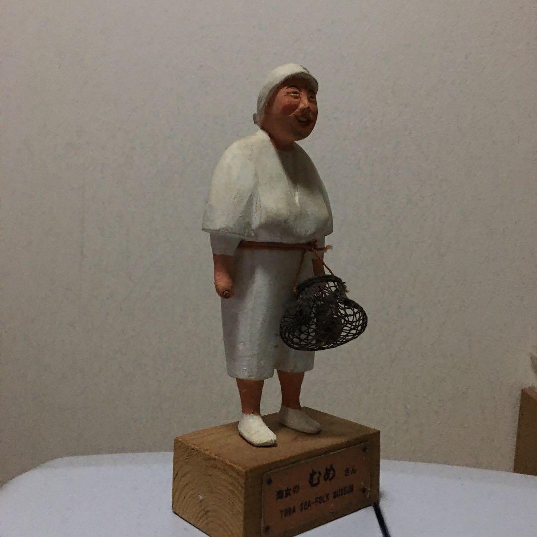 海女のむめさん　木彫人形　鳥羽水族館　木彫彩色　昭和レトロ　いやげもの　こけし
