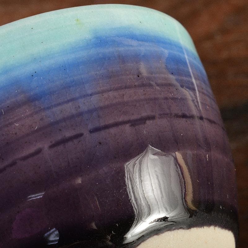 九谷焼　人間国宝　三代八十吉　徳田正彦作　彩釉　ぐい?み　共箱　V　R7394