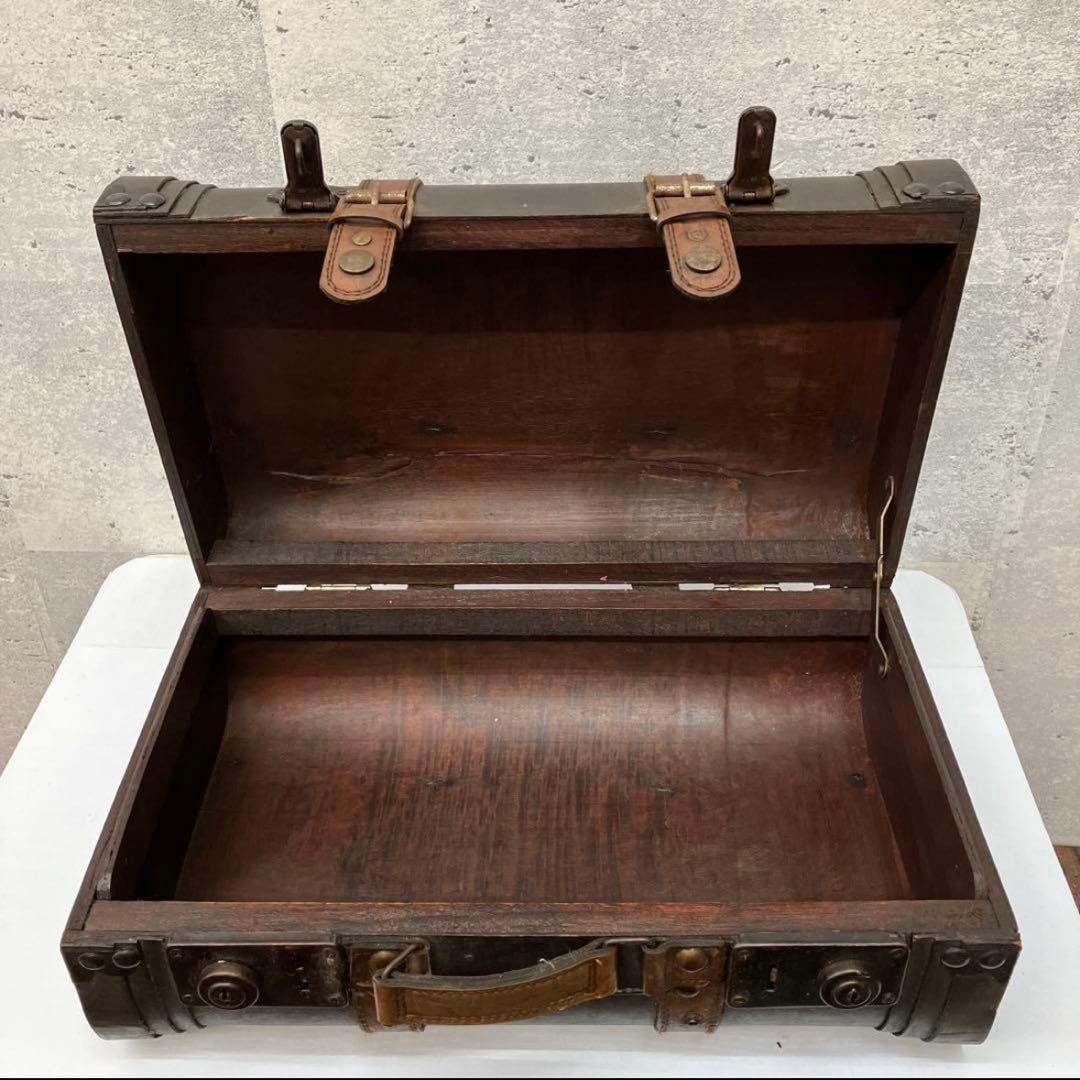 アンティーク 木製 ウッドトランク 木製スーツケース ダークブラウン