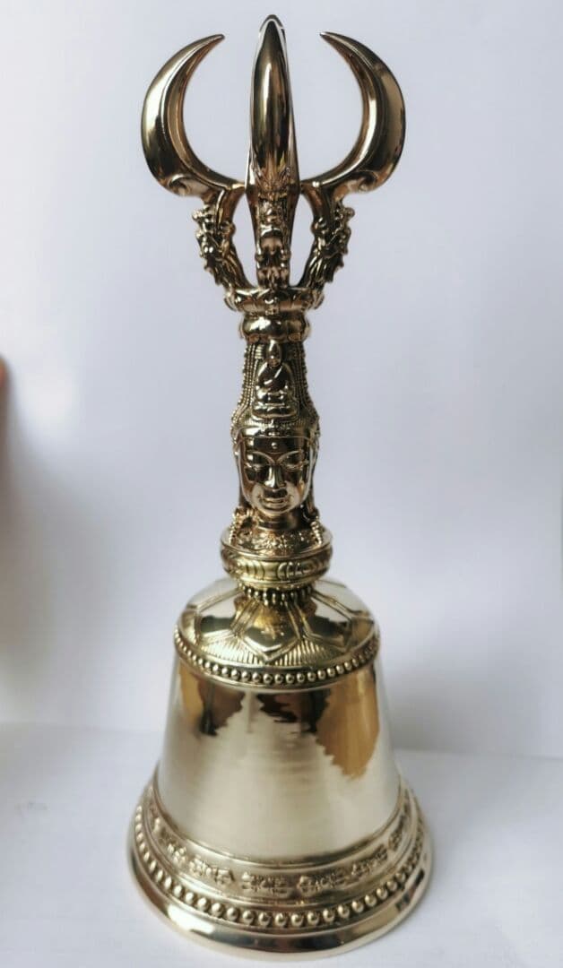 【修縁堂】密教法器 阿嵯耶観音金剛鈴 持鈴 鐘 仏教法具 真鍮製 22cm