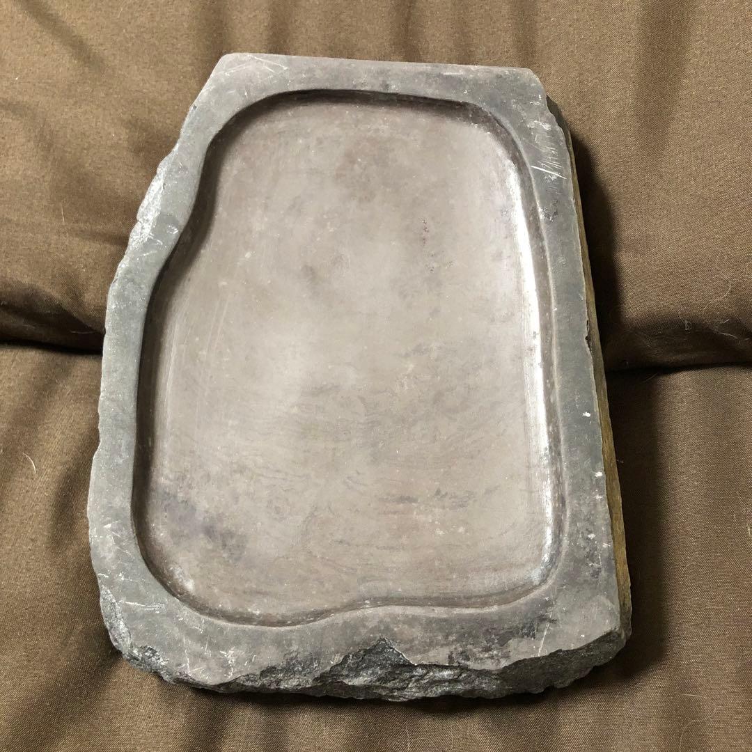 端渓名硯　中国硯　石目高級硯石　石筋模様　石眼多数　中国古美術　骨董　松刻鶴刻