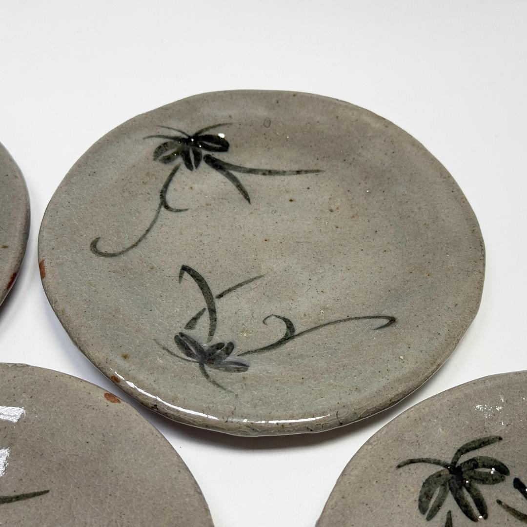 出雲焼 楽山焼 11代 長岡空権作 銘々皿 5客揃い 共箱