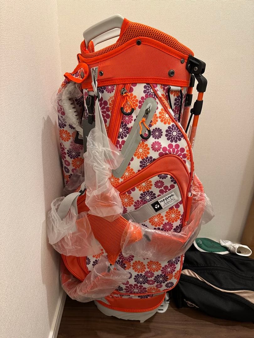 YAKPAK GOLF オレンジ 花柄 フラワー　キャディバック