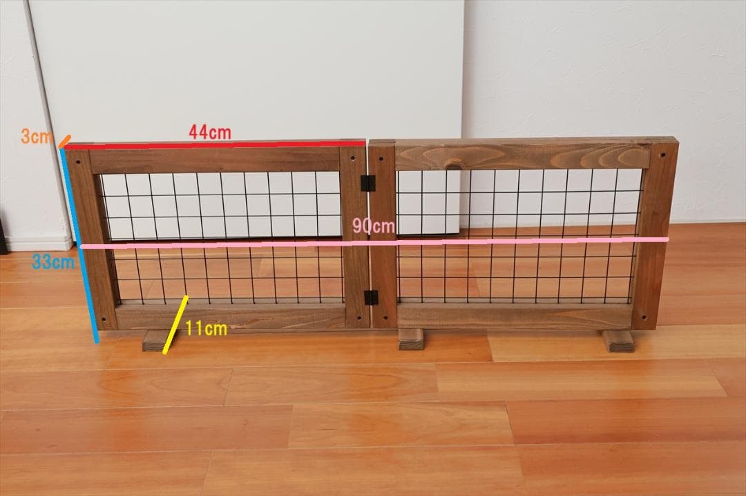 木と金網のペットフェンス　ドッグガード　折りたたんで収納可！　サイズオーダー可！