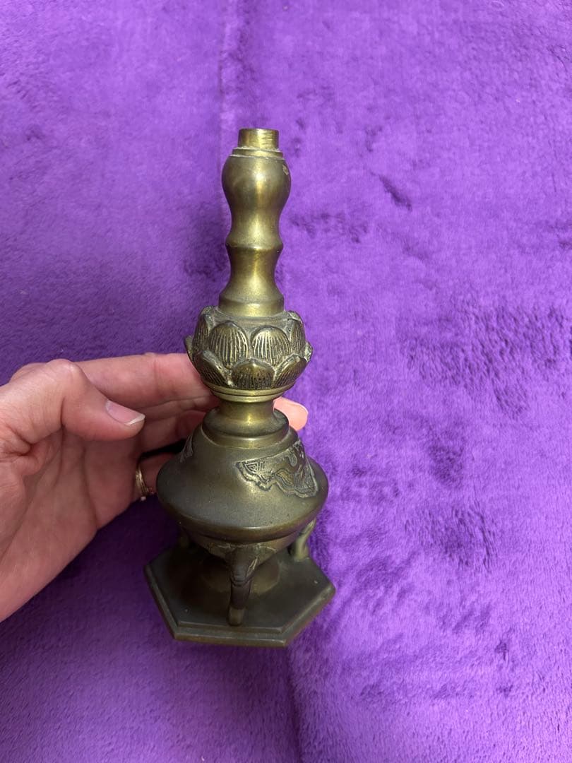 金属工芸 ロウソク立て 仏具 仏教美術 インテリア オブジェ