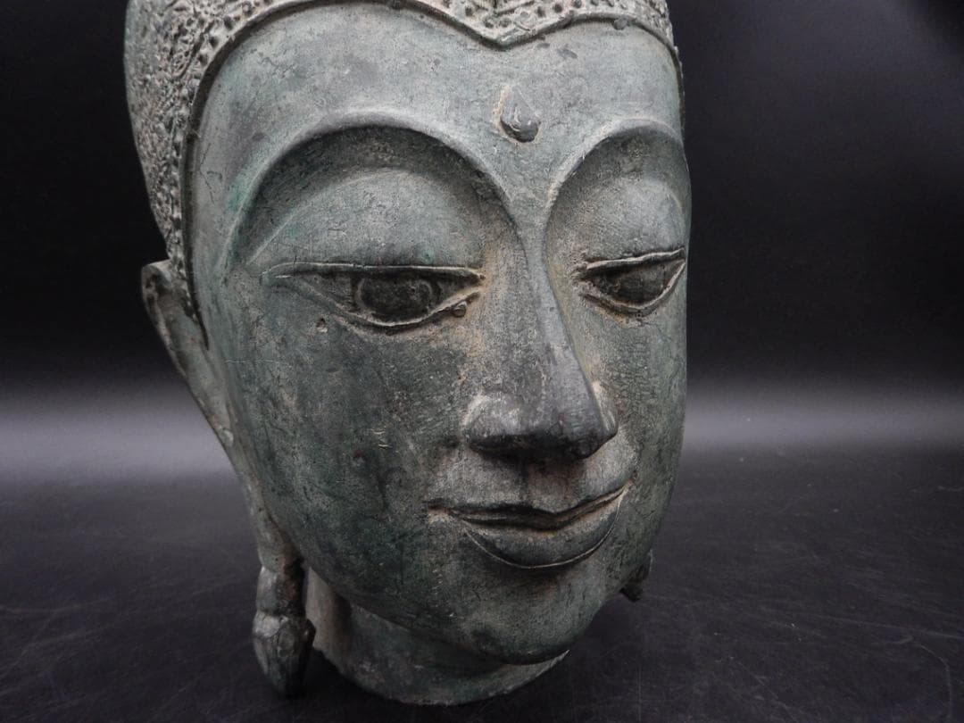 タイ仏教美術 青銅製 仏頭 スコータイ アユタヤ ガンダーラ ビルマ ブロンズ
