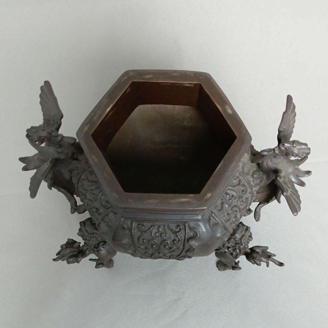 高岡銅器 二上元威 蝋型鋳銅 唐獅子 鳳凰香炉 銅香炉