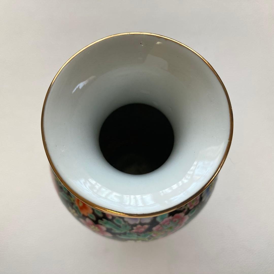 大清乾隆年製 花瓶 花器 置物 オブジェ 花柄 金彩 陶磁器 陶器 レトロ