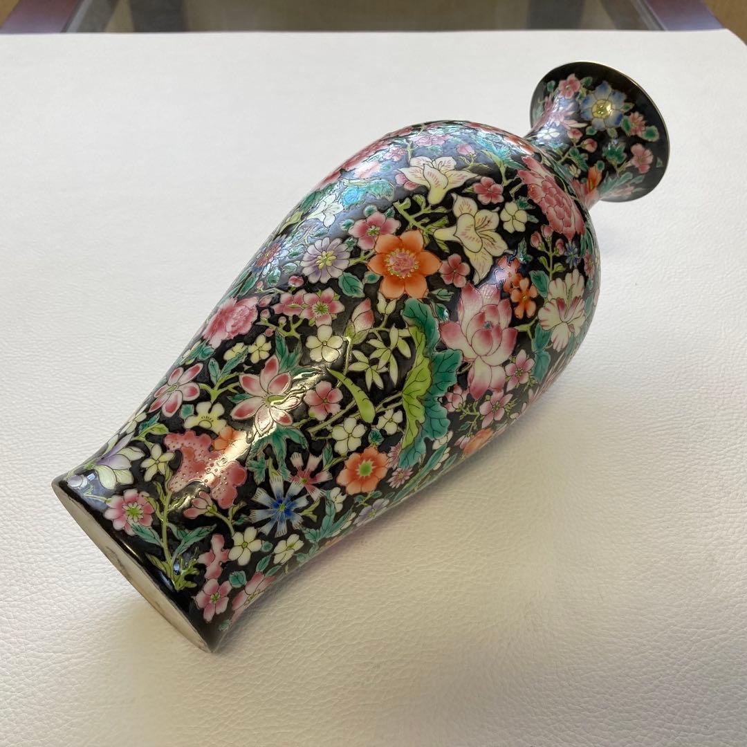 大清乾隆年製 花瓶 花器 置物 オブジェ 花柄 金彩 陶磁器 陶器 レトロ