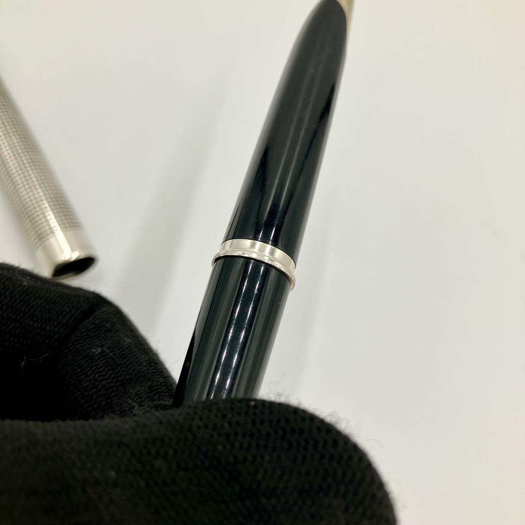 パイロット 万年筆　エリート 18KWG シルバー　格子　チェック