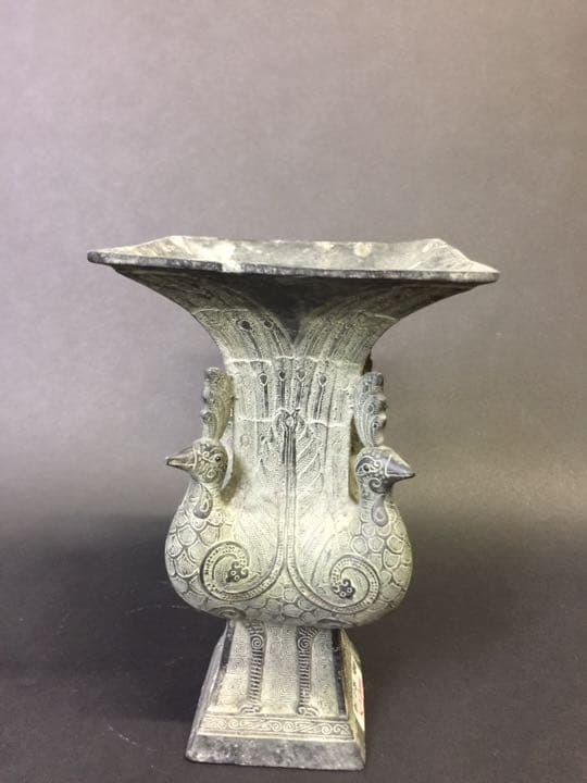 青銅四方尊  時代物  花器 花入  茶道具 華道具 生花