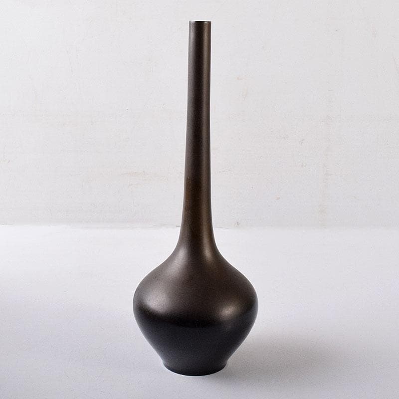 茶道具　金工師　一ノ瀬宗辰造　唐銅　下蕪花入　共箱　C　8178