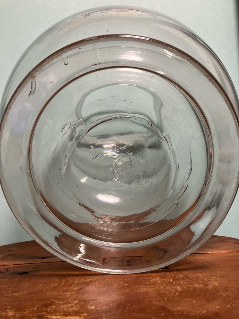 大正時代の丁寧仕上げの銅製蓋付き地球瓶◇菓子瓶◇駄菓子瓶◇時代物◇レトロガラス