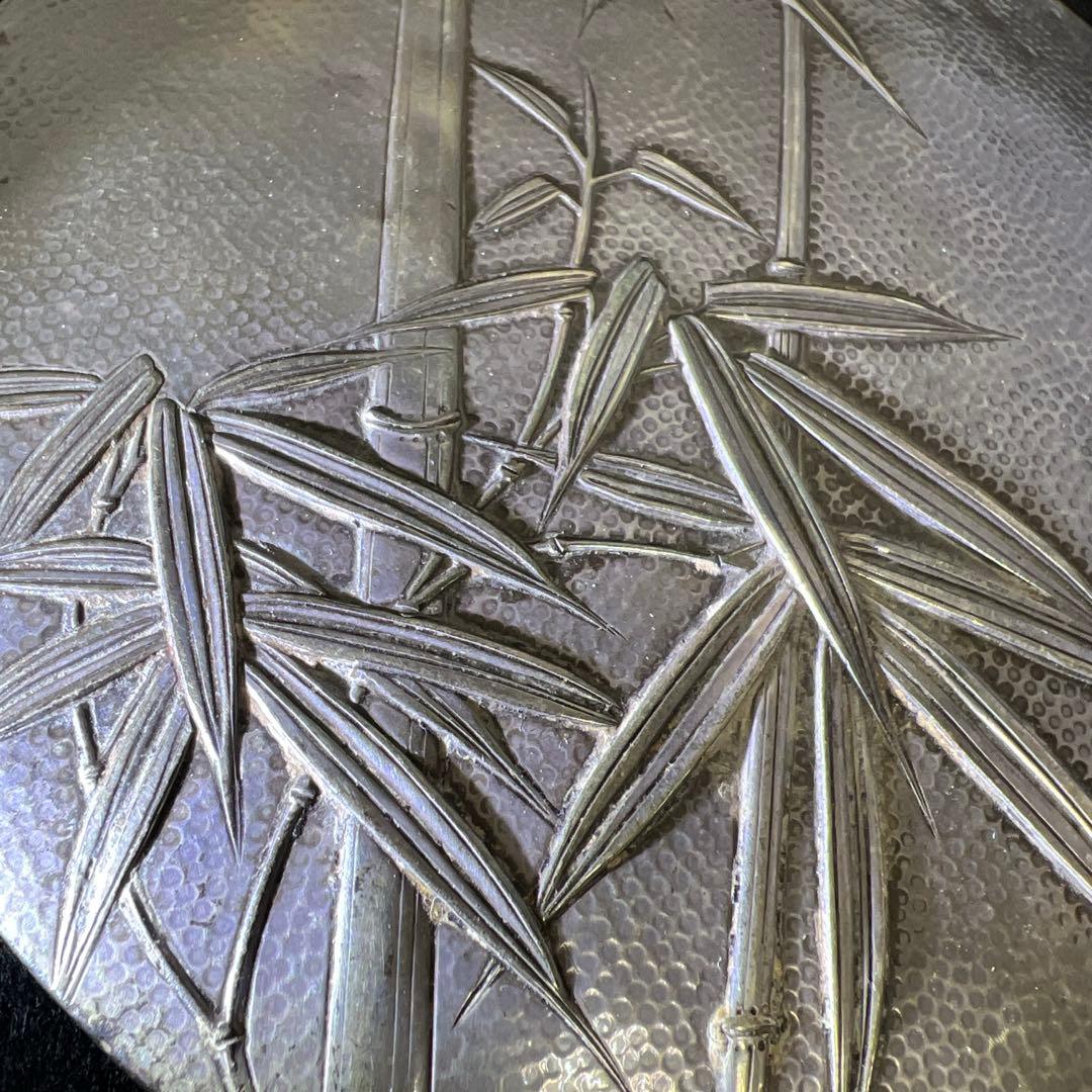 専用　sterling刻印　竹図手鏡　440g 東Y7-1223☆2Fトコチサ